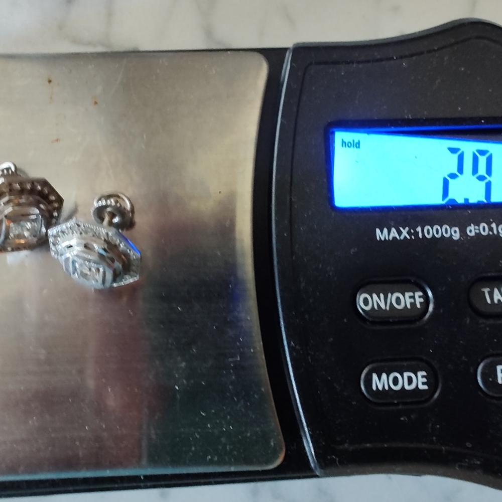 ART DECO WHITE GOLD AND DIAMOND EARRINGS - Picture 5 of 5